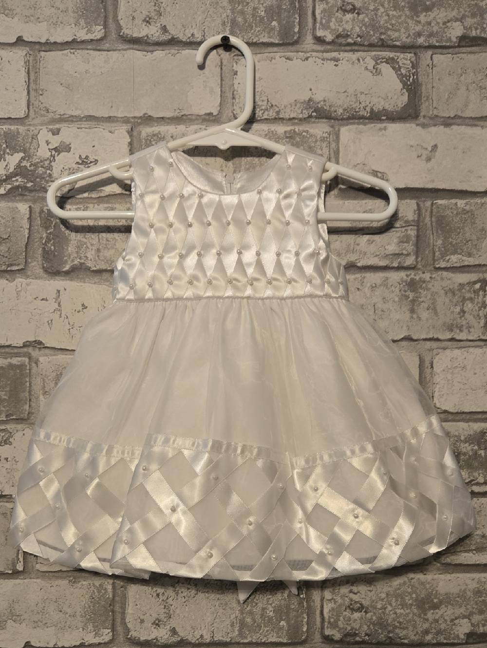 Cinderella White Satin & Tulle Girl's Formal Dress